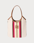 MIU MIU Ivy Canvas and Leather Bag | 繆繆 腋下袋 (啡白色) - LONDONKELLY 英國名牌代購