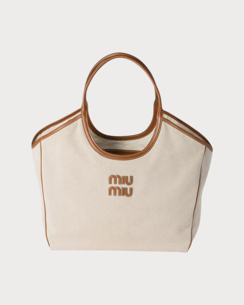 MIU MIU Ivy Canvas and Leather Tote Bag Large | 繆繆 手提袋 (大碼/多色) - LONDONKELLY 英國名牌代購