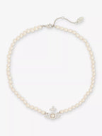 VIVIENNE WESTWOOD Olympia Pearl Brass Necklace | 西太后 頸鏈 (銀色) - LONDONKELLY 英國名牌代購